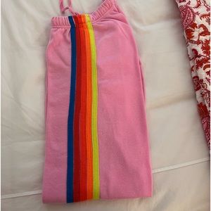 ON HOLD for Jessica!! RARE Aviator nation hot pink neon five stripe sweatpants!!